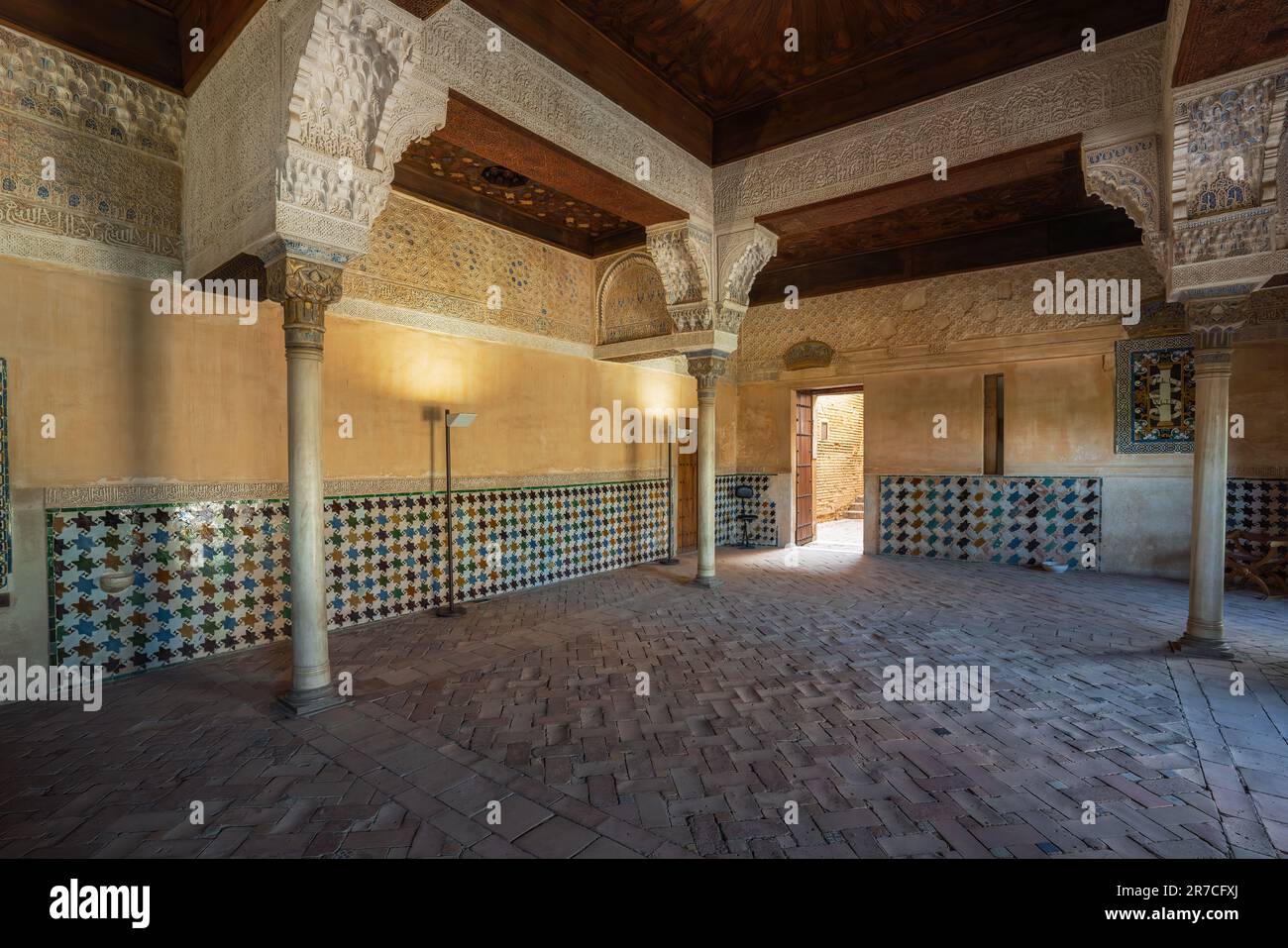 Sala del Consiglio (Sala del Mexuar) ai palazzi Nasridi dell'Alhambra - Granada, Andalusia, Spagna Foto Stock