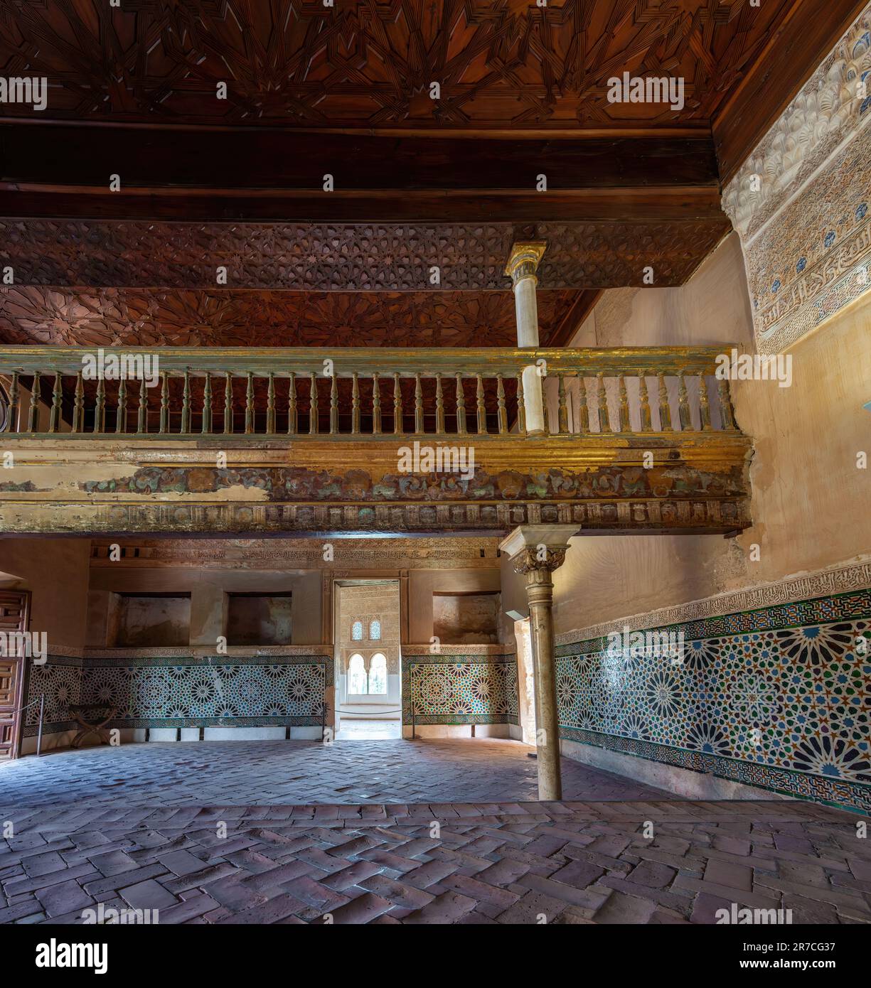Sala del Consiglio (Sala del Mexuar) ai palazzi Nasridi dell'Alhambra - Granada, Andalusia, Spagna Foto Stock
