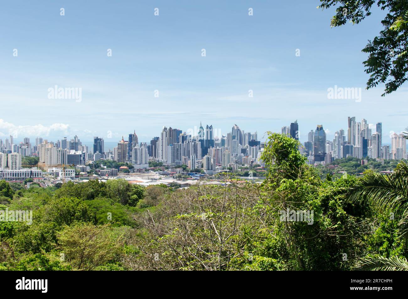 Skyline della zona metropolitana della città di ​​Panama, questa è l'area con la più alta concentrazione di grattacieli Foto Stock