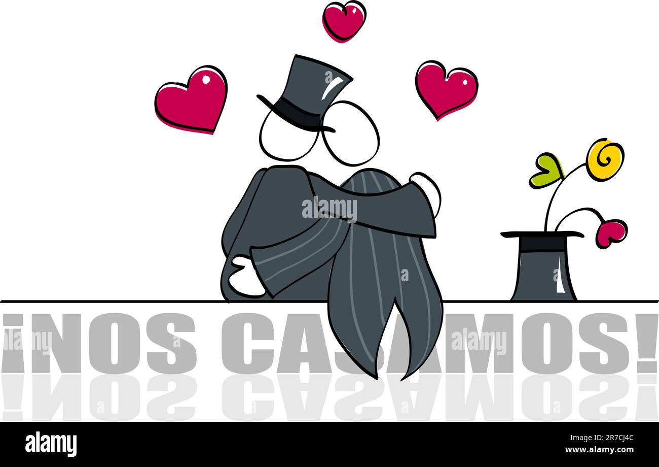 gli omosessuali si sposano per un biglietto d'invito al matrimonio Illustrazione Vettoriale