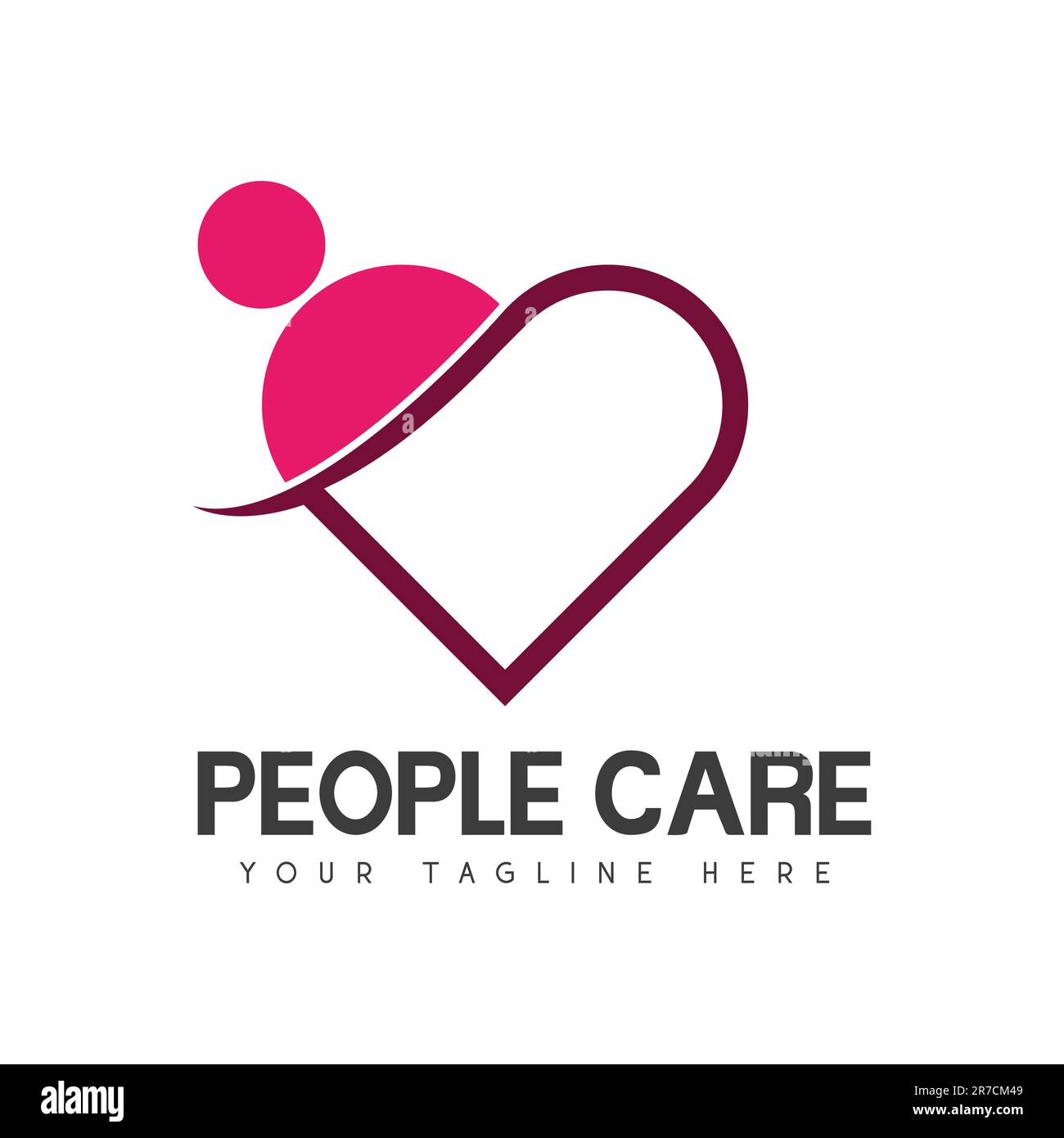 Heart People Care Logo Design beneficenza donazione logotipo persone Love Heart Illustrazione Vettoriale