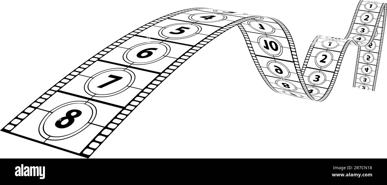 immagine di una striscia di pellicola con i numeri Illustrazione Vettoriale