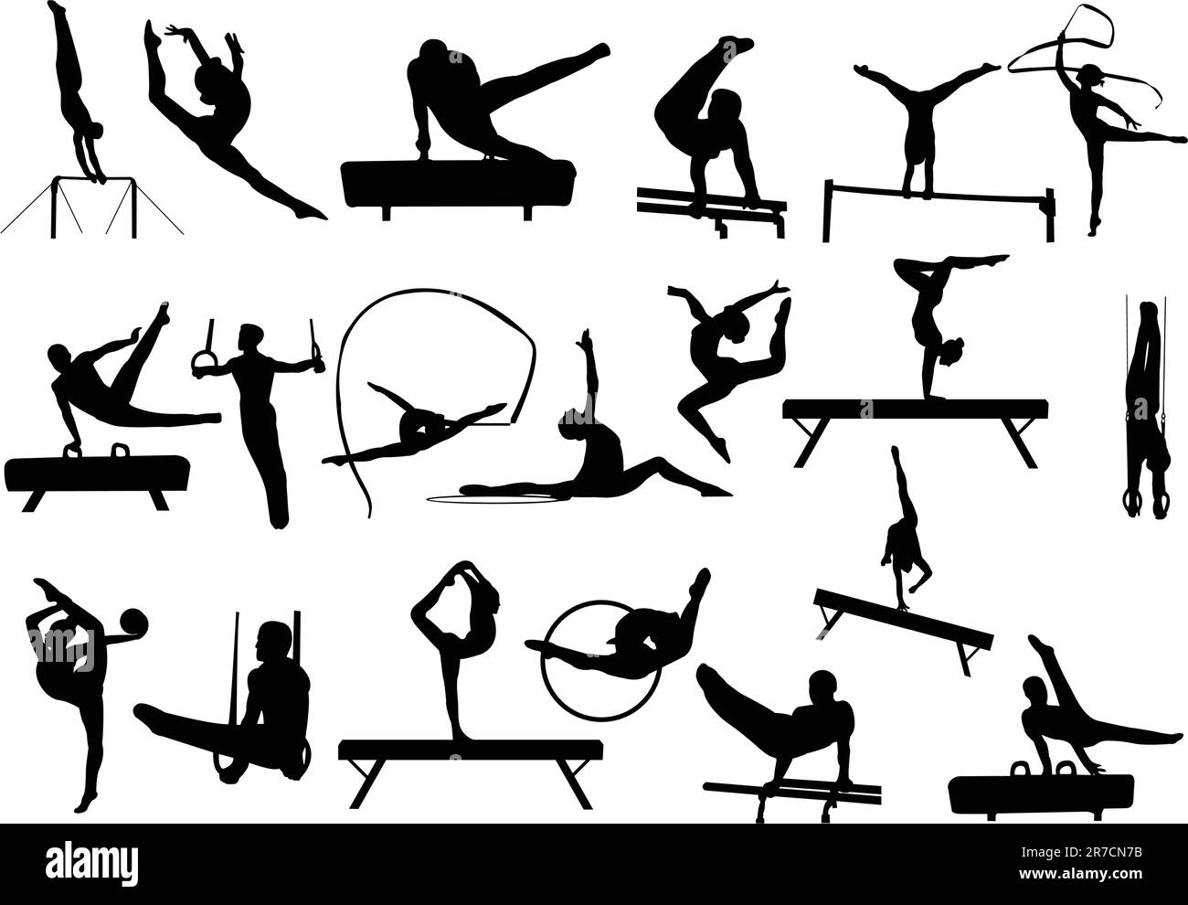 Collezione di silhouette per ginnastica - Vector Illustrazione Vettoriale