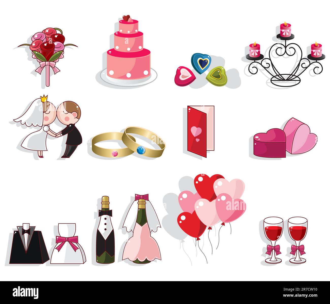 set di icone per matrimoni con cartoni animati Illustrazione Vettoriale set di icone per matrimoni con cartoni animati Illustrazione Vettoriale