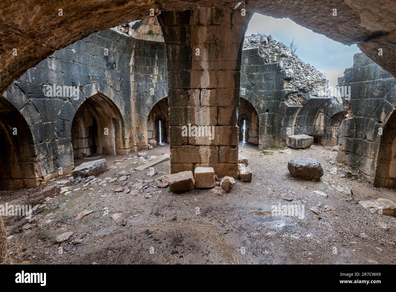 LA BELLA TORRE NIMROD CASTELLO (1228-1230) NIMROD FORTEZZA NATIONAL PARK GOLAN ISRAELE Foto Stock