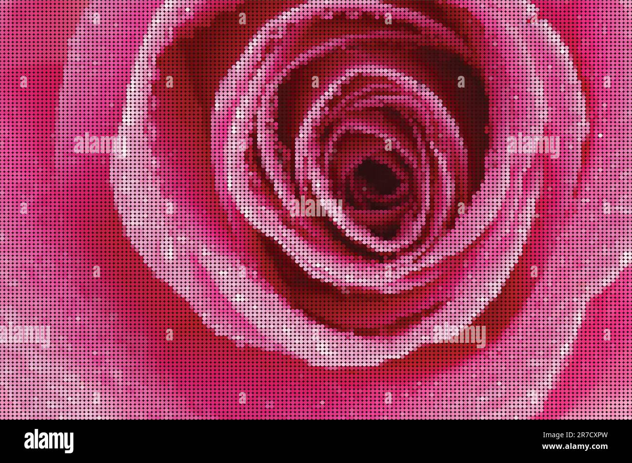 Stile mosaico immagine di una rosa rosa Illustrazione Vettoriale