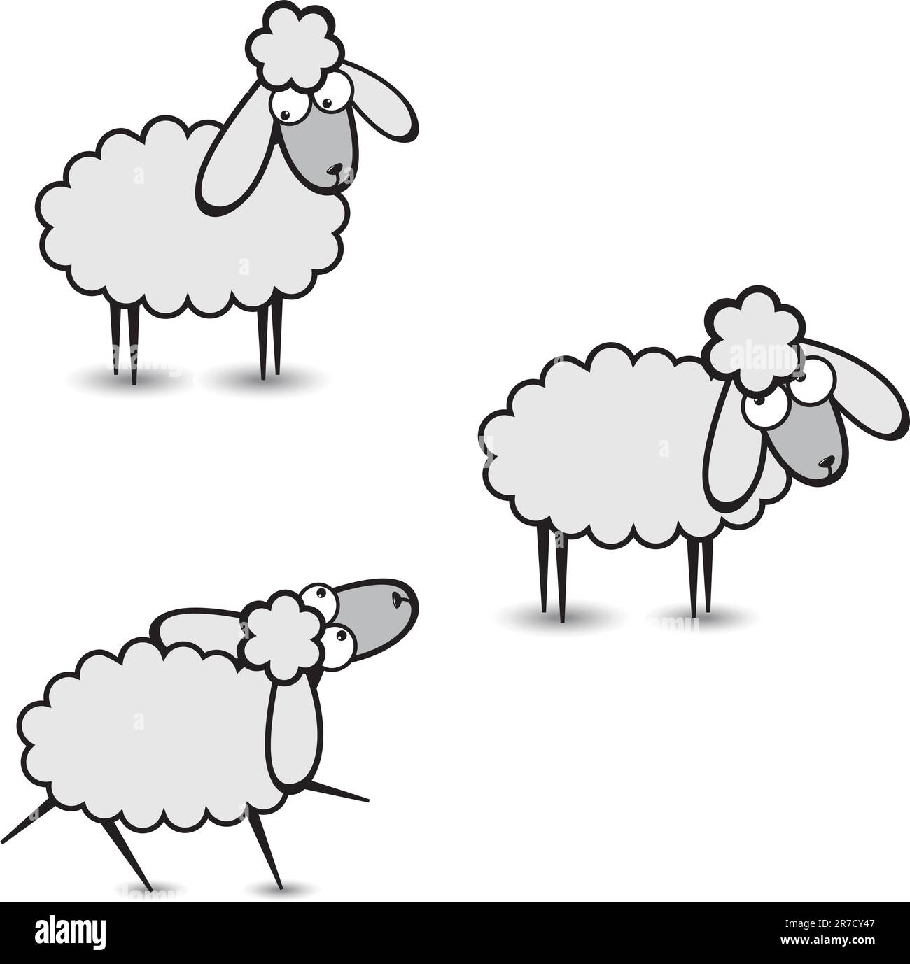 Tre grigio astratto pecore. Parte due. Immagine su sfondo bianco Illustrazione Vettoriale