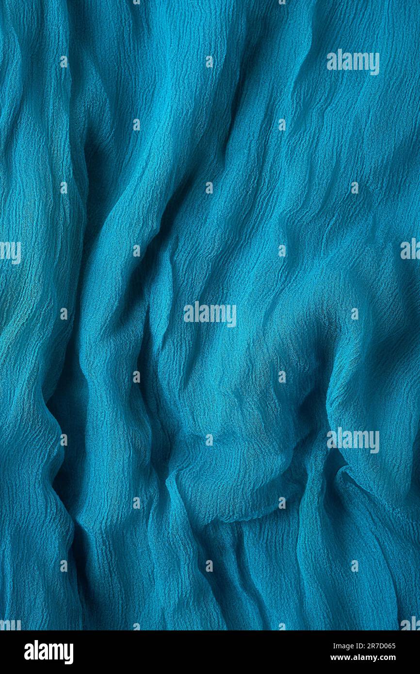 superficie di tessuto di fondo texture, blu astratto modello di scialle morbido e accogliente in full frame, carta da parati o sfondo di stoffa per la progettazione grafica Foto Stock