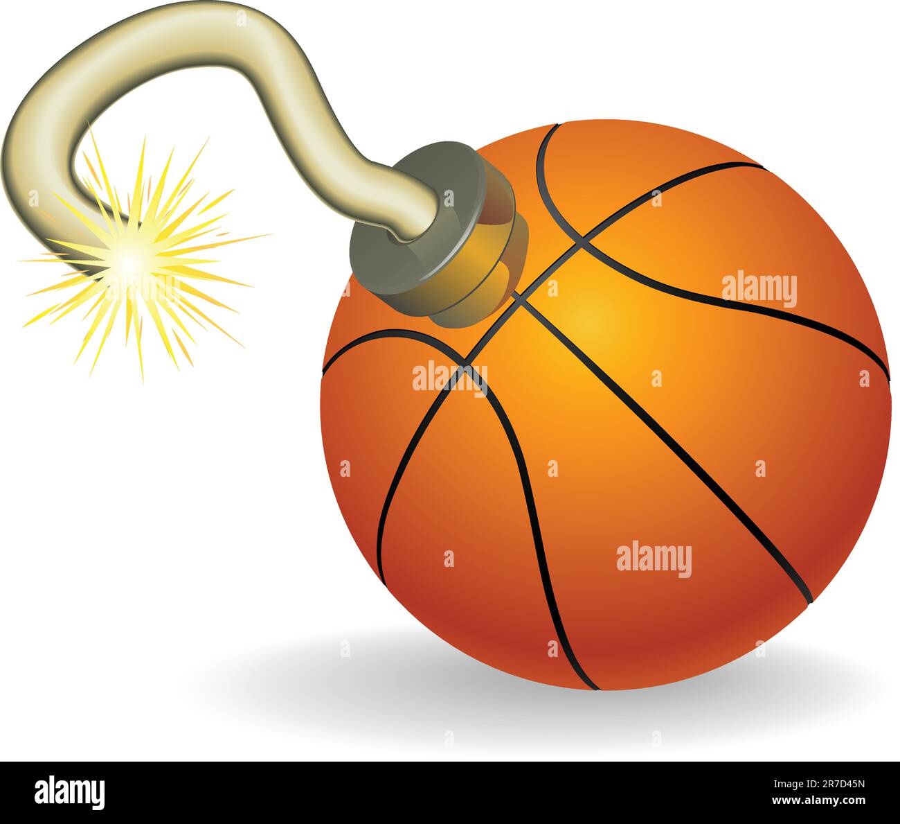 Bomba a tempo in forma di basket concept. Rappresenta il conto alla rovescia per evento esplosivo o in corso di crisi di pallacanestro Illustrazione Vettoriale