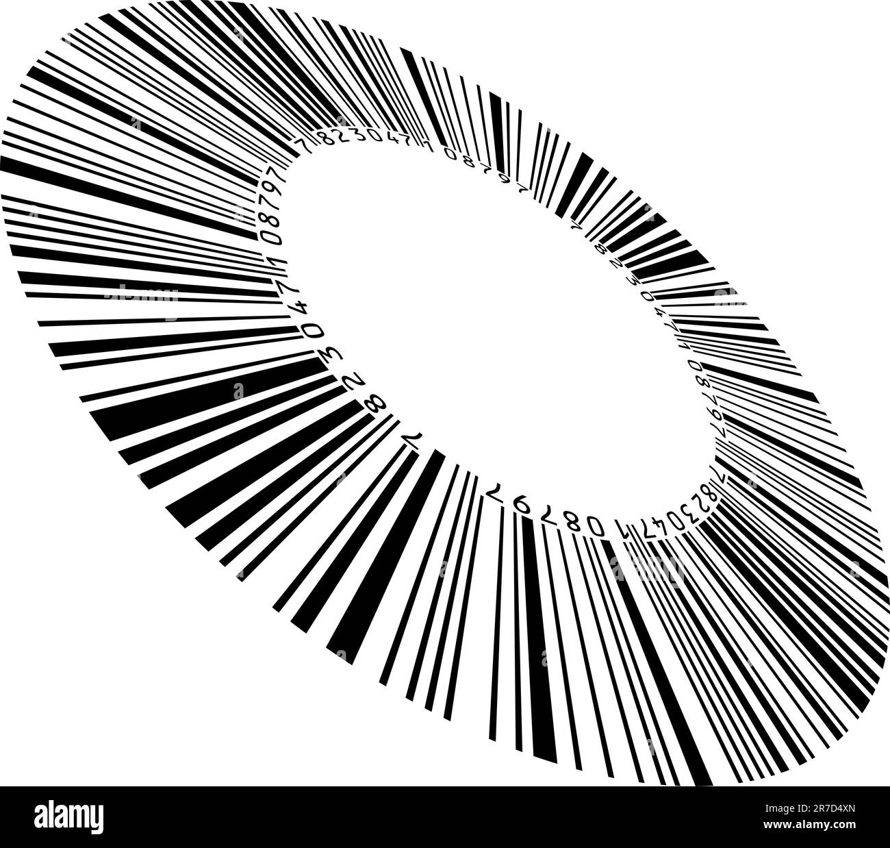 Abstract codice a barre circolare. Immagine su sfondo bianco per la progettazione Illustrazione Vettoriale