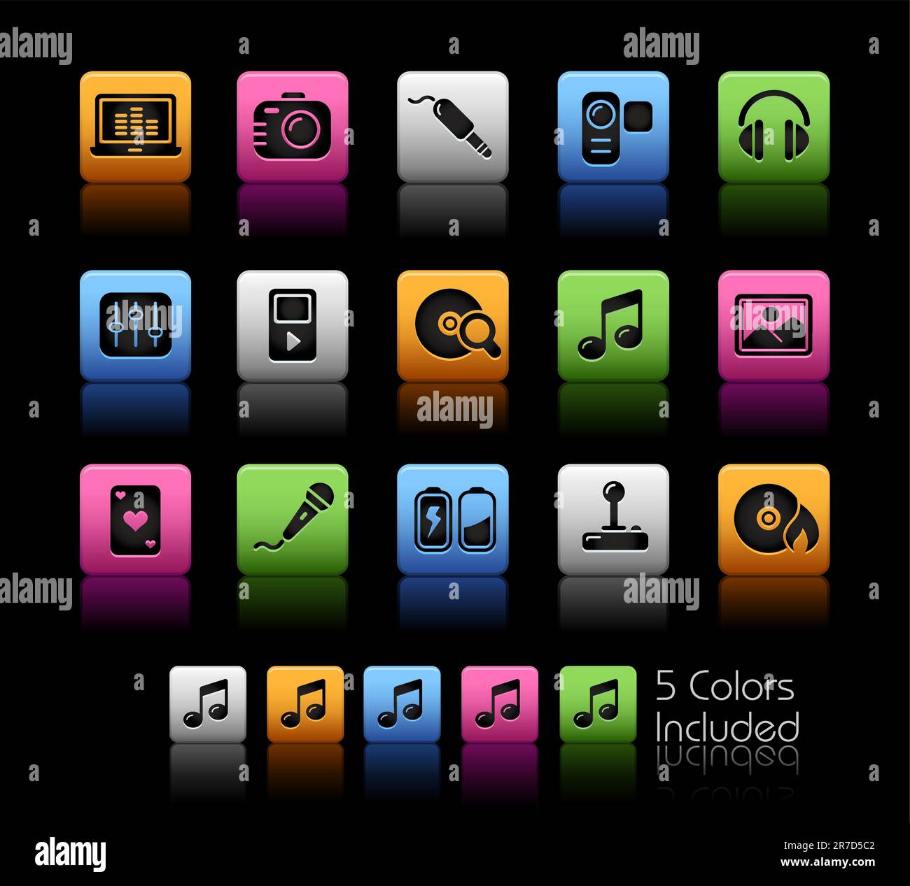 Il file vettoriale include 5 versioni a colori per ogni icona in livelli diversi. Illustrazione Vettoriale
