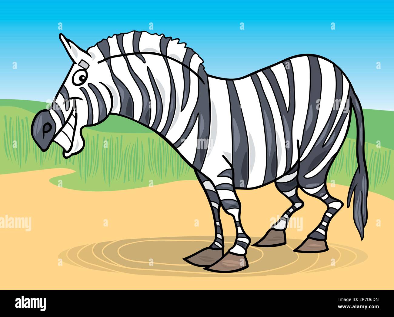 Cartoon illustrazione di divertenti zebra africana Illustrazione Vettoriale