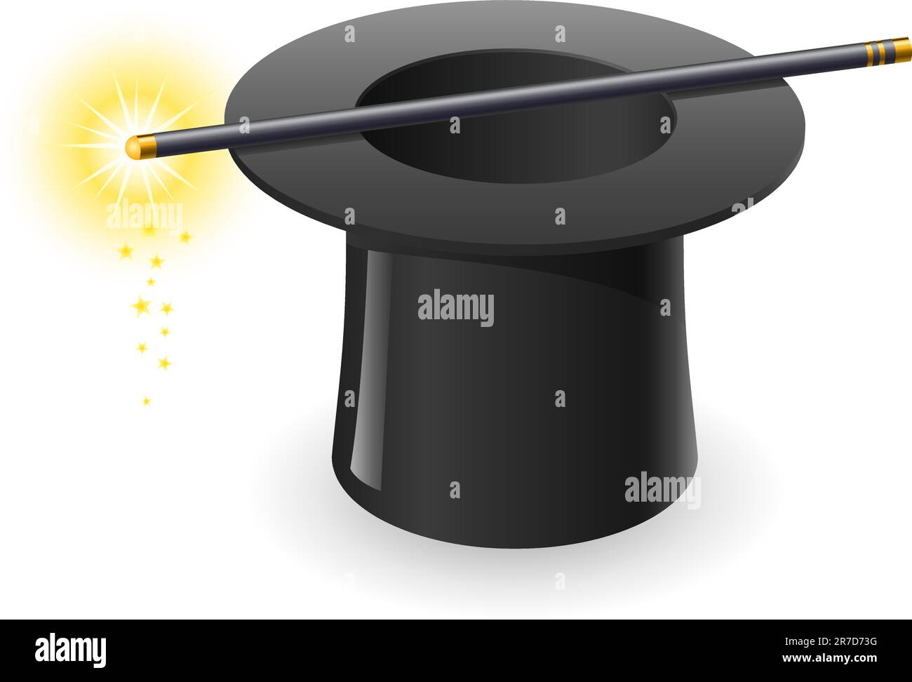 Bacchetta magica e hat. Immagine su sfondo bianco Illustrazione Vettoriale