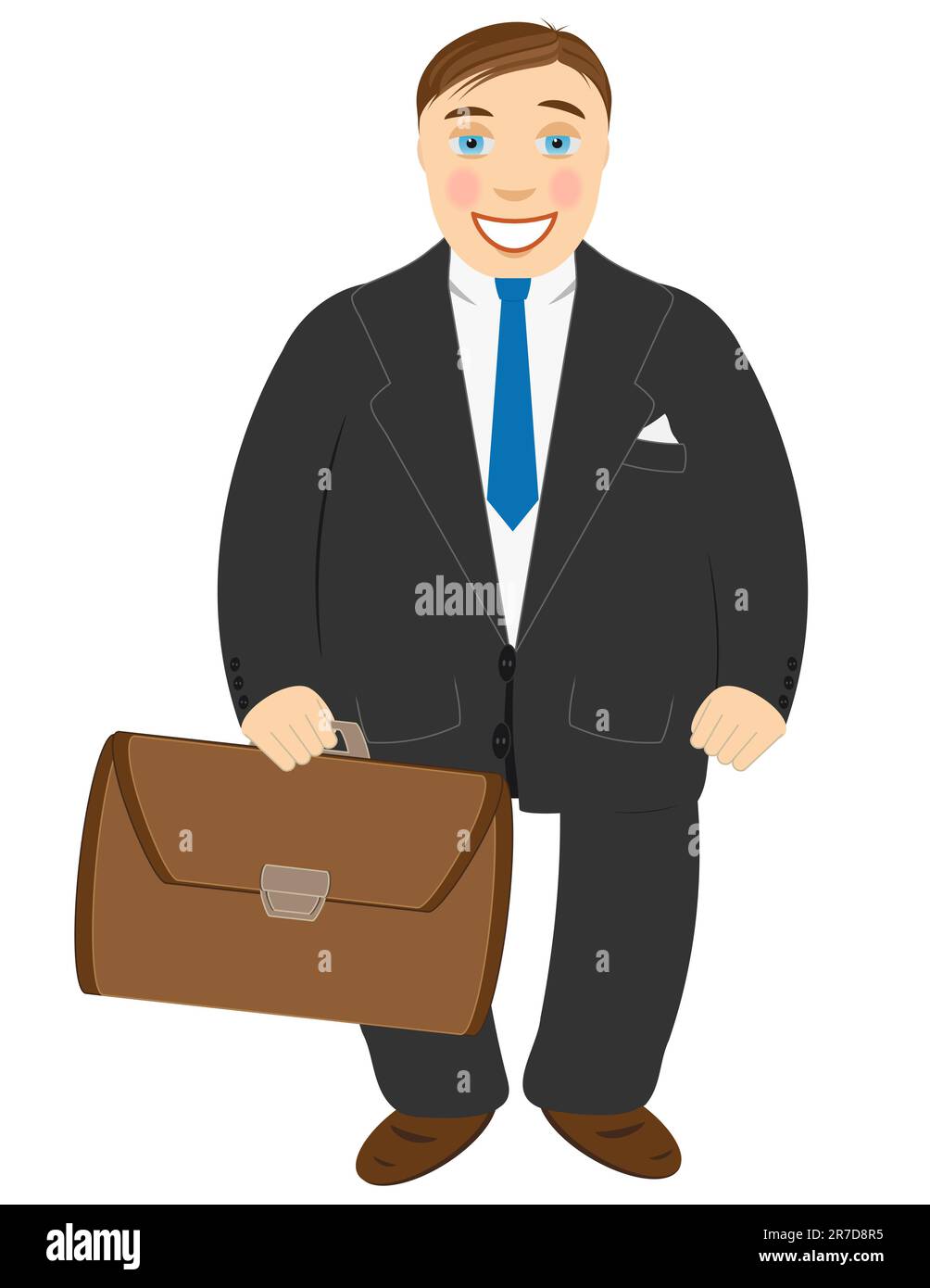 Uomo d'affari di successo con una tuta nera e con un portafoglio in mano Illustrazione Vettoriale