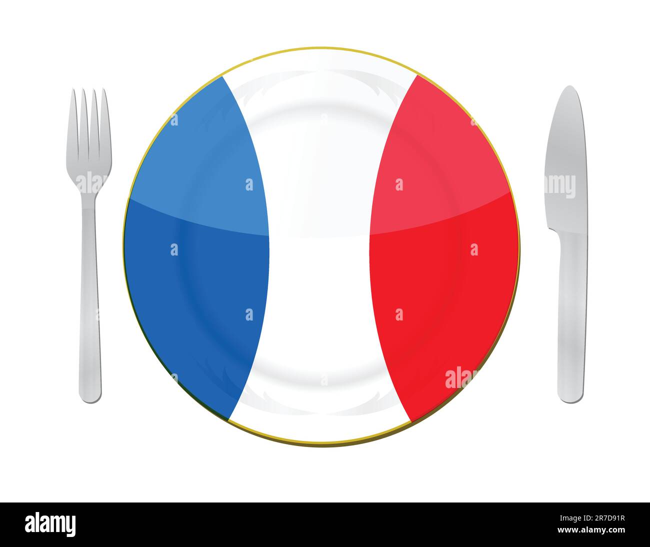 design dell'illustrazione del cibo francese su bianco Illustrazione Vettoriale