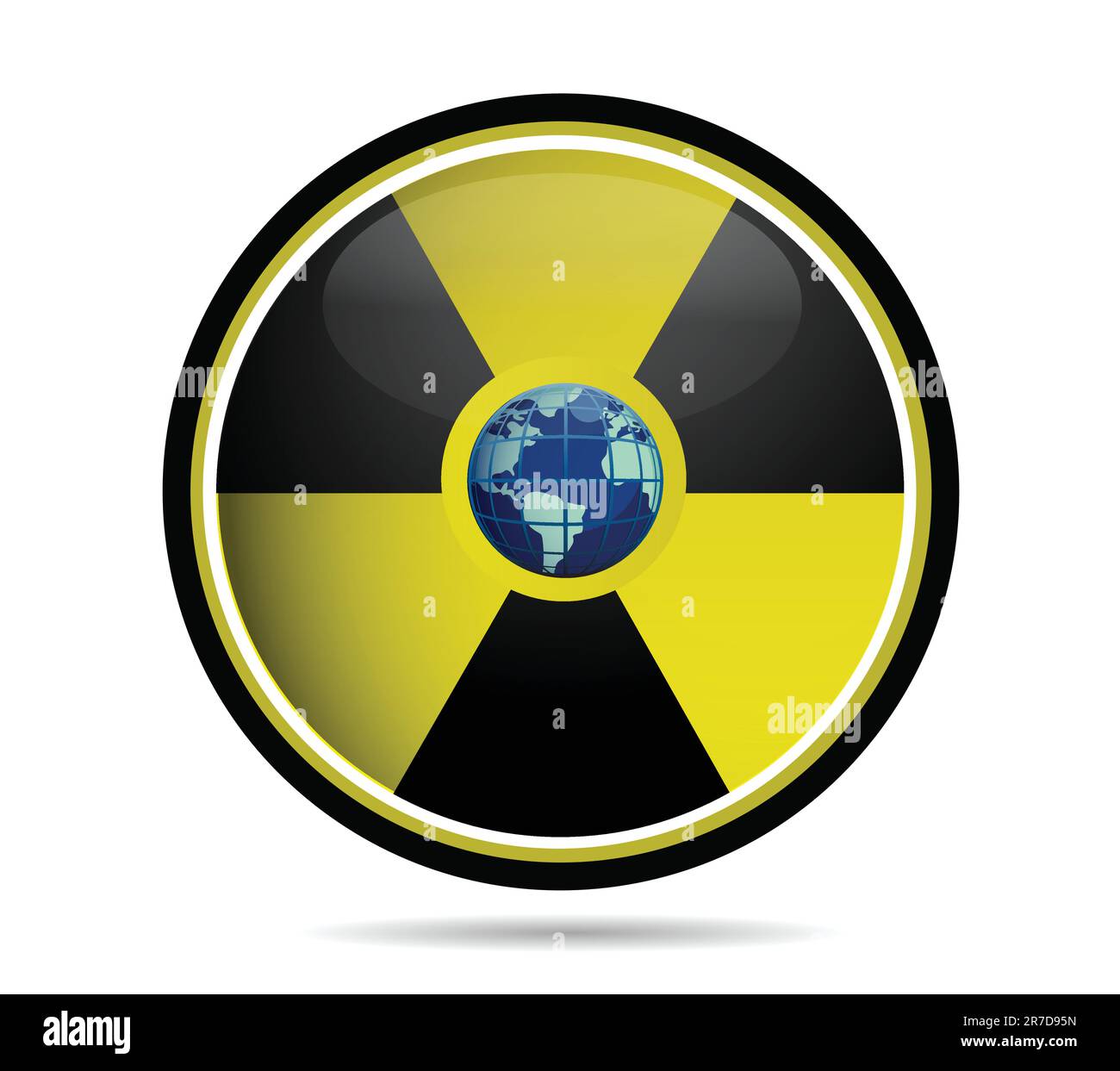 Segno nucleare con globo terrestre su sfondo bianco Illustrazione Vettoriale