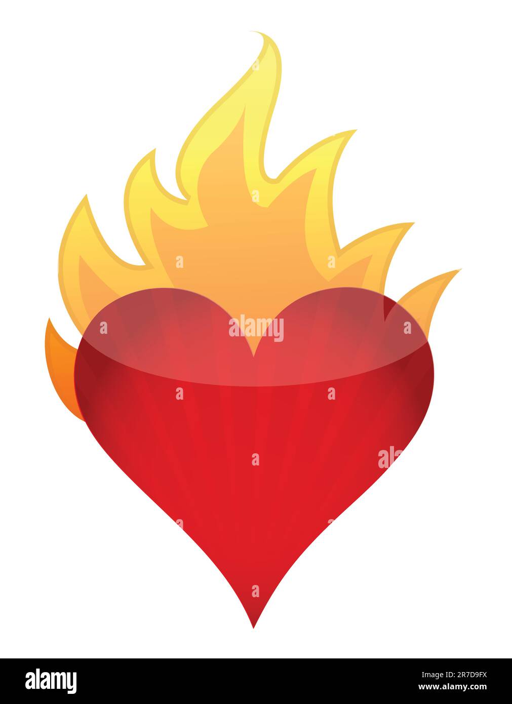 Cuore sul fuoco illustration design isolate su uno sfondo bianco Illustrazione Vettoriale