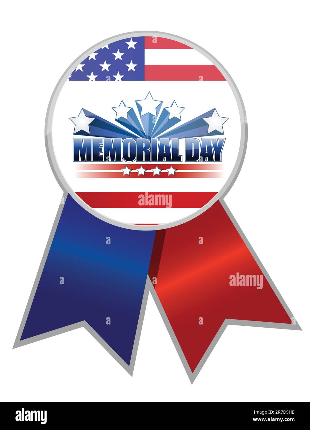 Il Memorial Day nastro con la bandiera americana colori isolato su bianco. Illustrazione Vettoriale