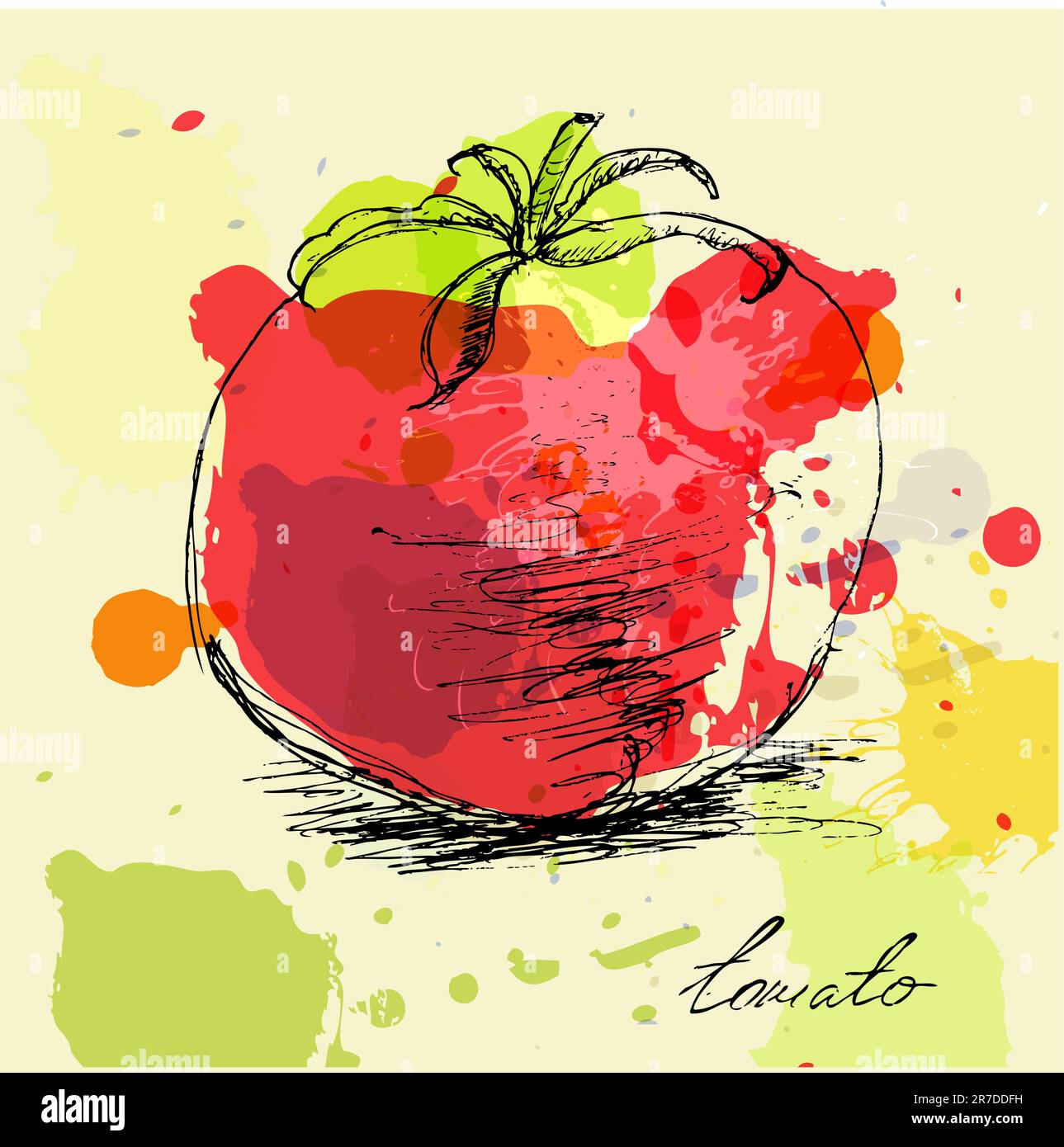 Illustrazione stilizzata del pomodoro Illustrazione Vettoriale