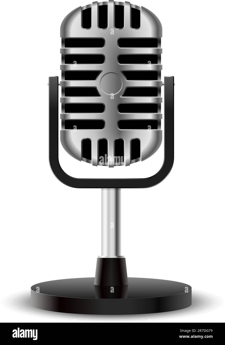 Retrò realistico microfono. Immagine su sfondo bianco per la progettazione Illustrazione Vettoriale