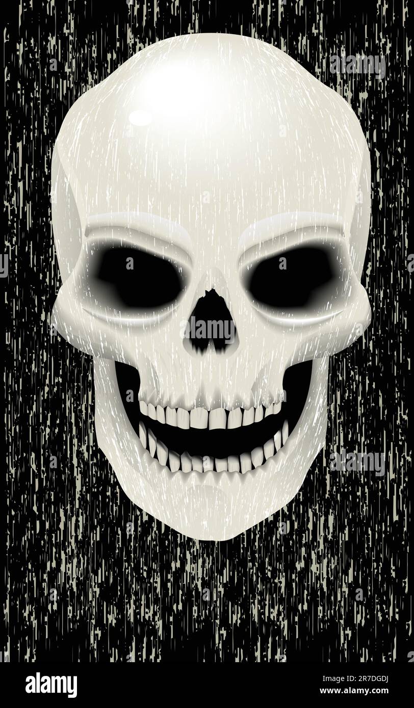 Zombie del cranio umano in un grunge vettoriale Illustrazione Vettoriale