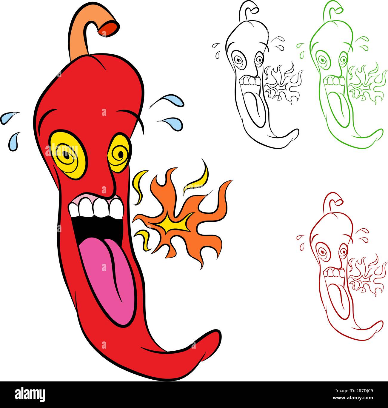 Una immagine di una masterizzazione hot chili pepper - stile cartoon. Illustrazione Vettoriale