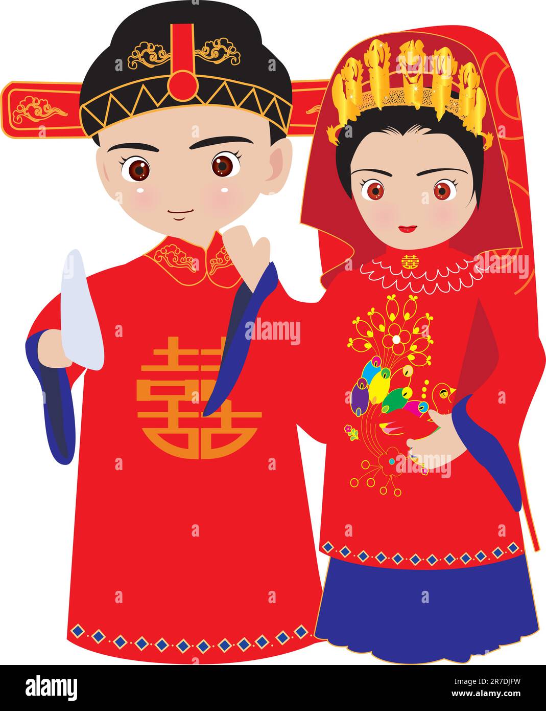 illustrazione del matrimonio cinese, vettore Illustrazione Vettoriale