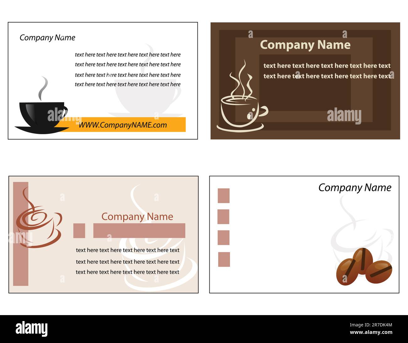 Modelli di menu e biglietto da visita per caffetteria e ristorante Illustrazione Vettoriale