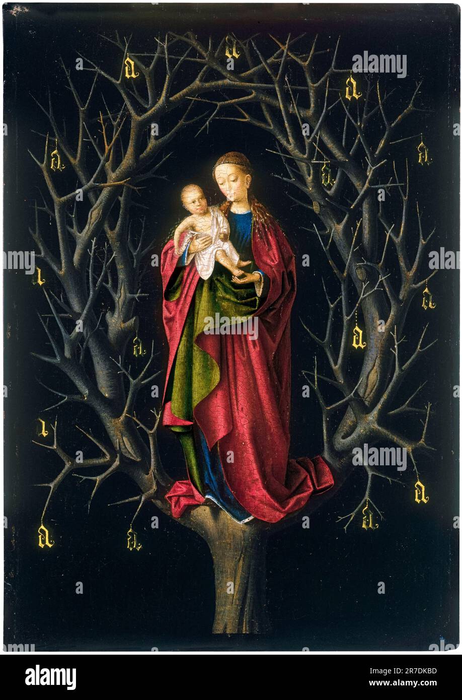Petrus Christus pittura, la Vergine dell'albero secco, olio su pannello, 1465 Foto Stock