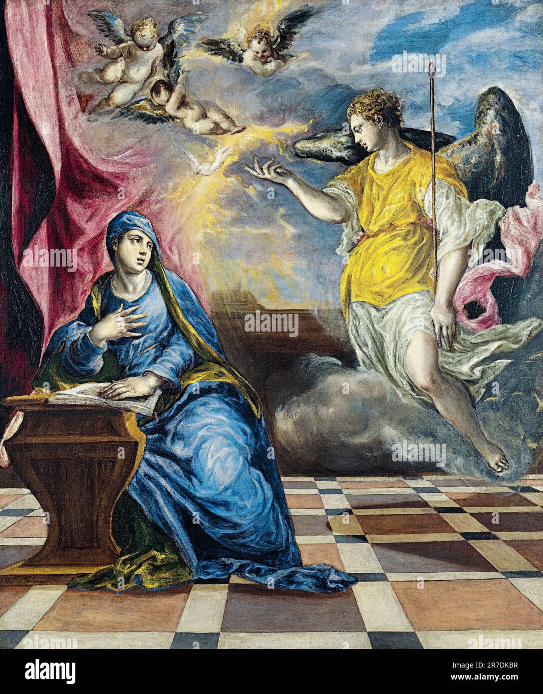 El Greco, l'Annunciazione, pittura ad olio su tela, circa 1576 Foto Stock