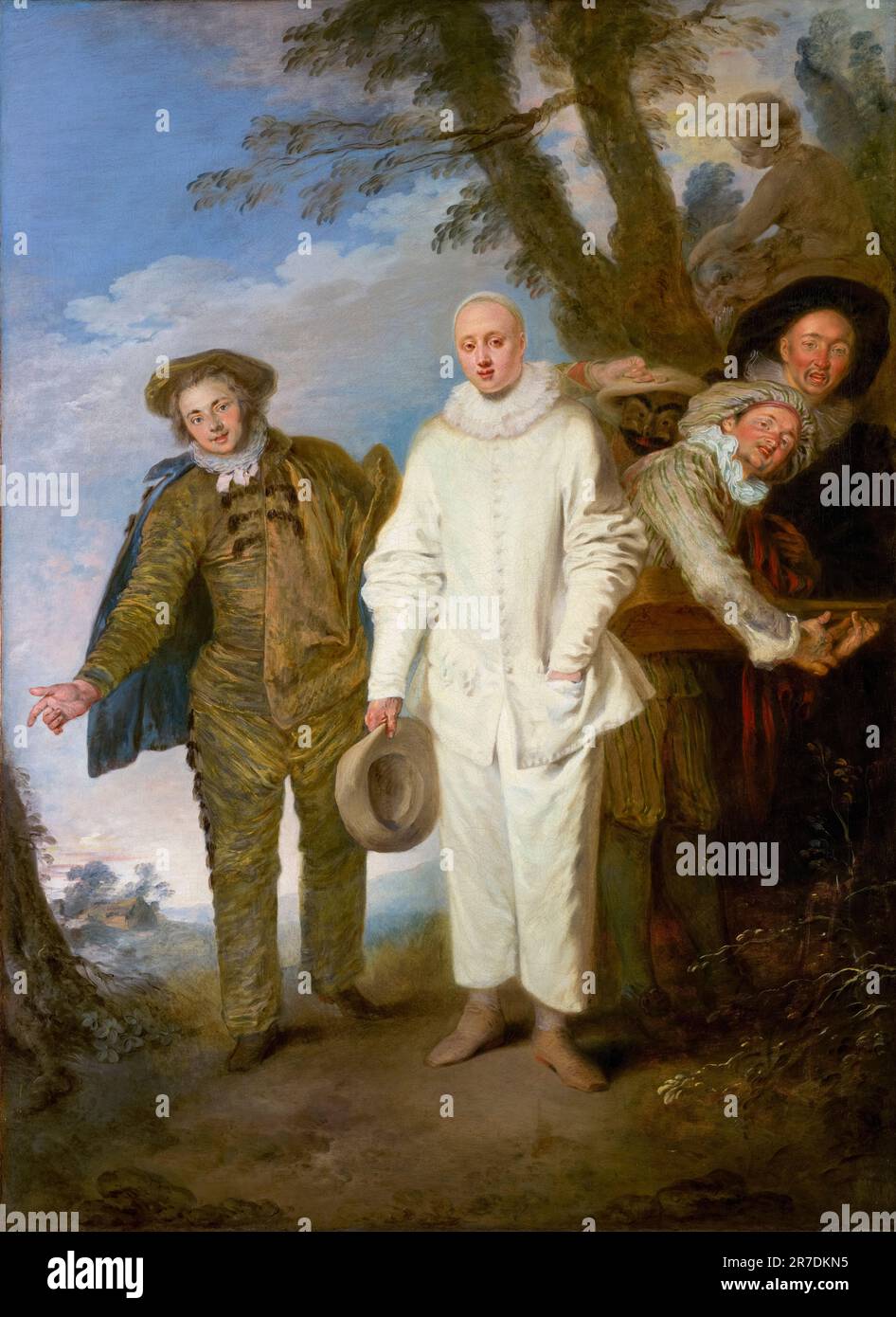 Jean-Antoine Watteau, i Comediani italiani, ritratto dipinto ad olio su tela, circa 1720 Foto Stock