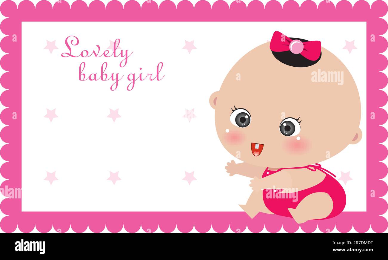 biglietto d'annuncio per la nascita della ragazza Illustrazione Vettoriale