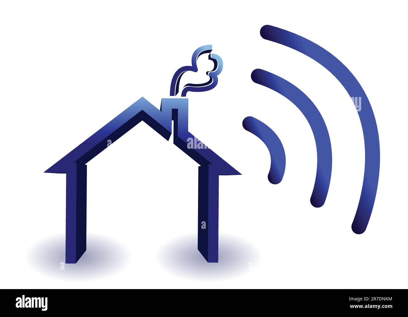 Home connessione wireless illustrazione isolato su bianco Illustrazione Vettoriale
