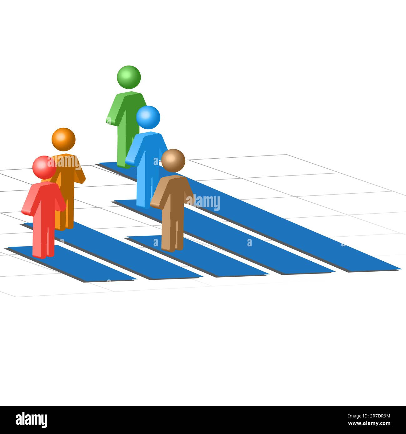 Illustrazione della crescita aziendale grafico con i popoli su sfondo bianco Illustrazione Vettoriale