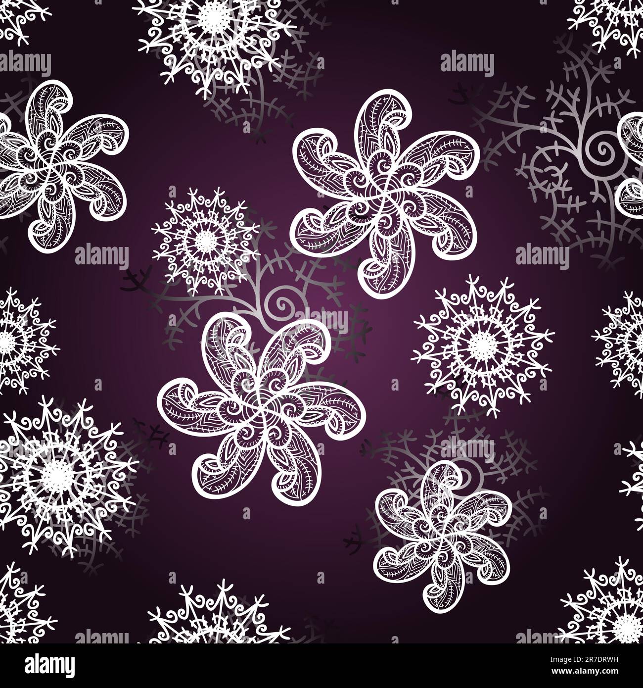 sfondo invernale astratto e vettoriale senza cuciture con fiocchi di neve Illustrazione Vettoriale