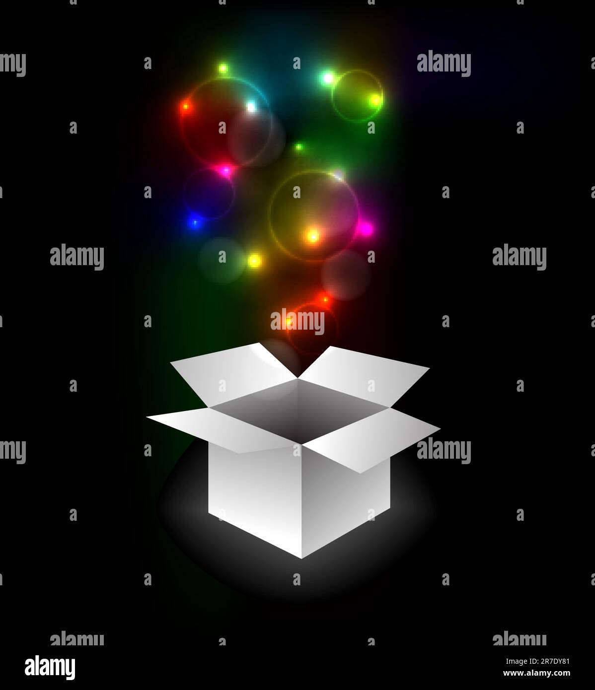 Confezione regalo con sorpresa - illustrazione astratta piena di colori Illustrazione Vettoriale