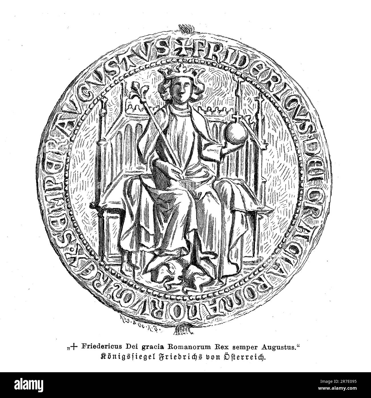 Sigillo di Federico la Fiera (1289-1330), re di Germania e duca d'Austria della casa d'Asburgo Foto Stock