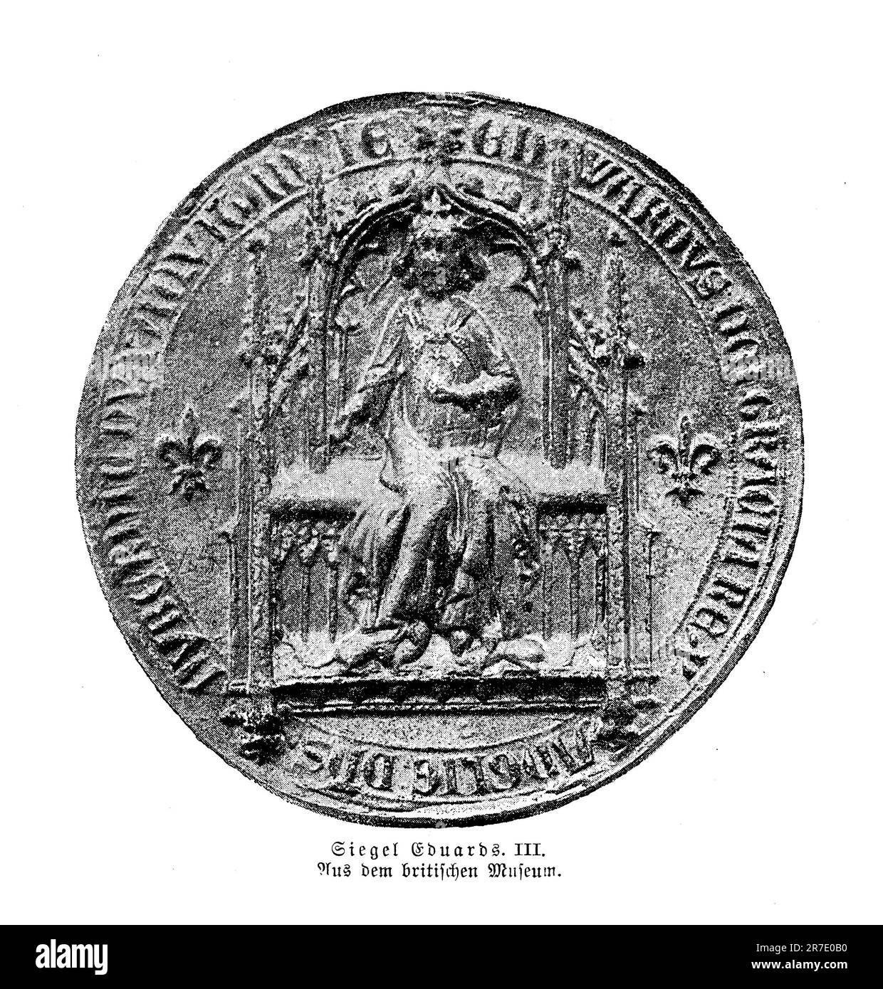 Sigillo di Edoardo III re d'Inghilterra (1312 - 1377) sotto il suo regno inizia la Guerra dei cent'anni con la Francia Foto Stock