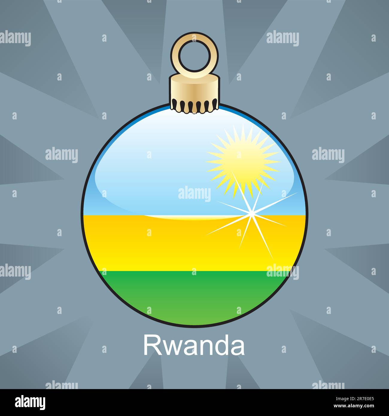 illustrazione vettoriale completamente modificabile della bandiera ruanda isolata a forma di bulbo di natale Illustrazione Vettoriale