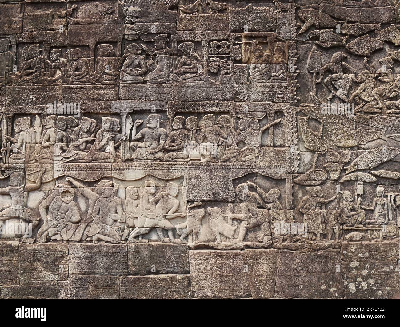BayonTemple, Siem Reap Province, Angkor's Temple Complex Sito Patrimonio dell'Umanità dell'UNESCO nel 1192, costruito dal Re Jayavarman VII tra il XII secolo A. Foto Stock