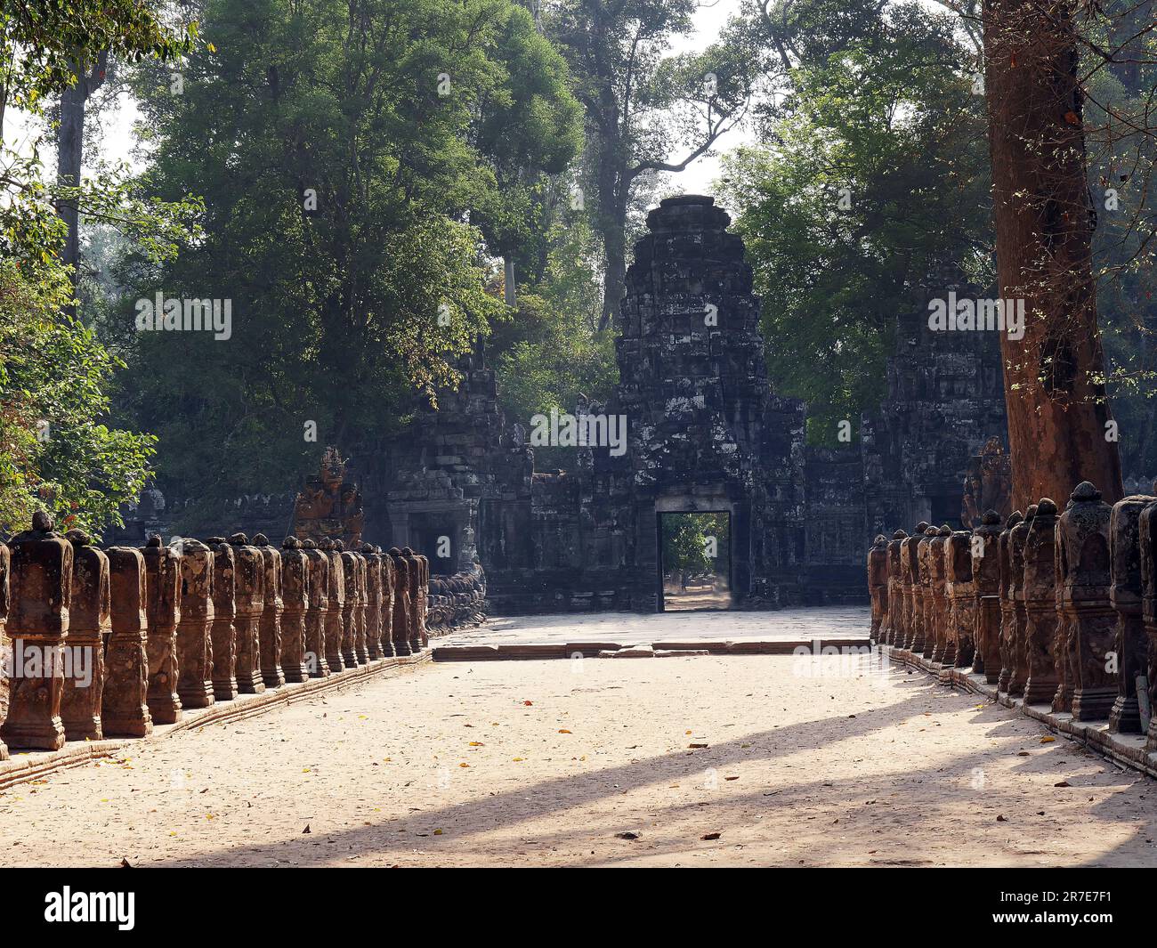 Il tempio di Preah Khan, la provincia di Siem Reap, il complesso del tempio di Angkor, patrimonio mondiale dell'UNESCO nel 1192, costruito nel 1191 dal re Jayavarman VII, Foto Stock