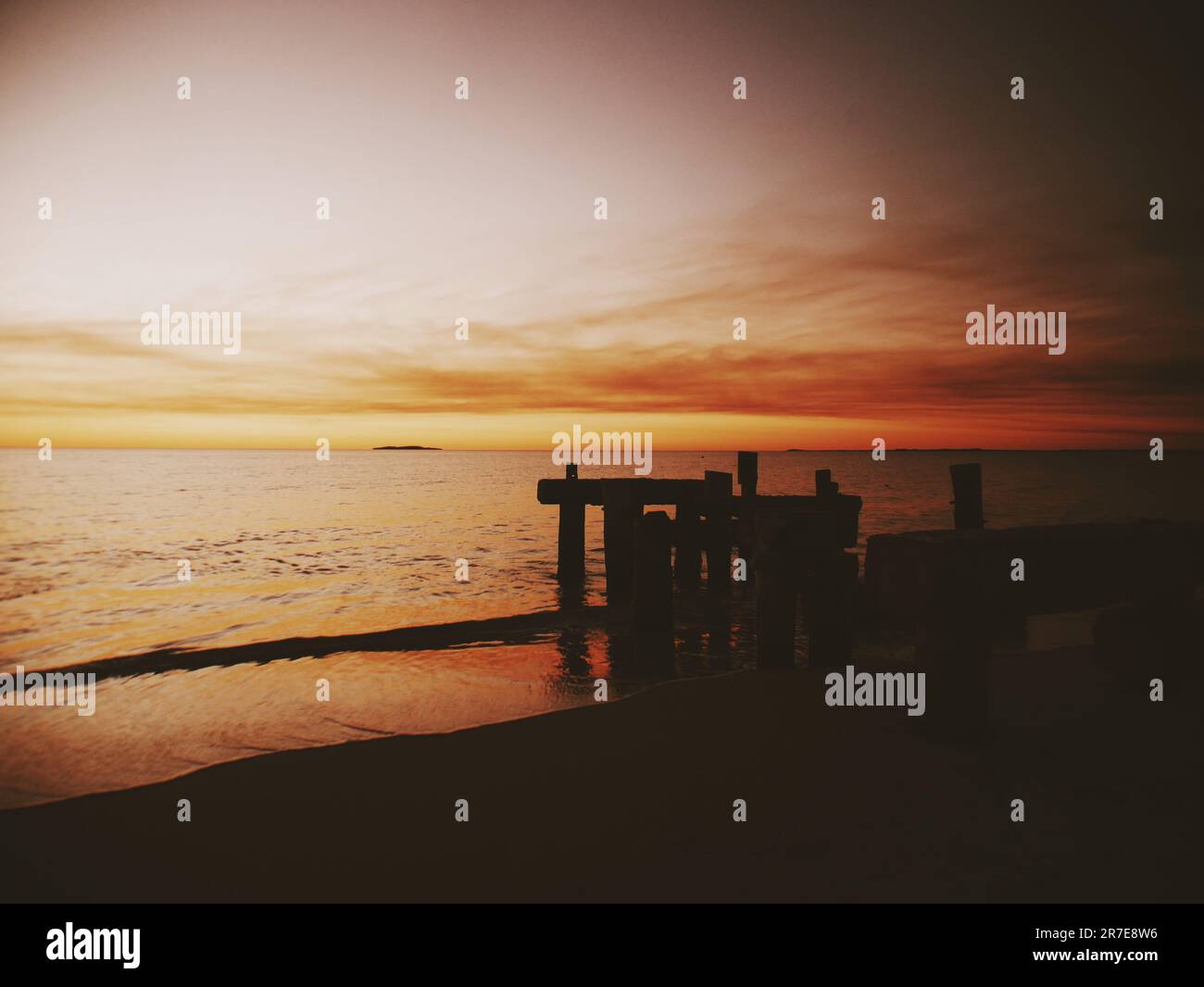 Resti del molo, Jurien Bay, Australia Occidentale Foto Stock
