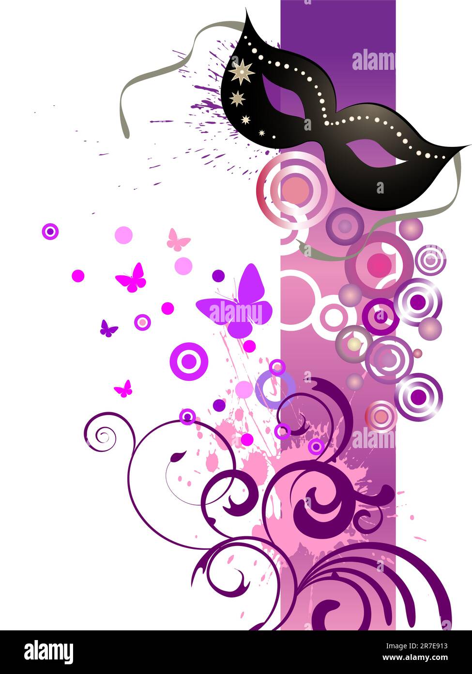 vector eps 10 illustrazione di una maschera su uno sfondo estivo colorato Illustrazione Vettoriale