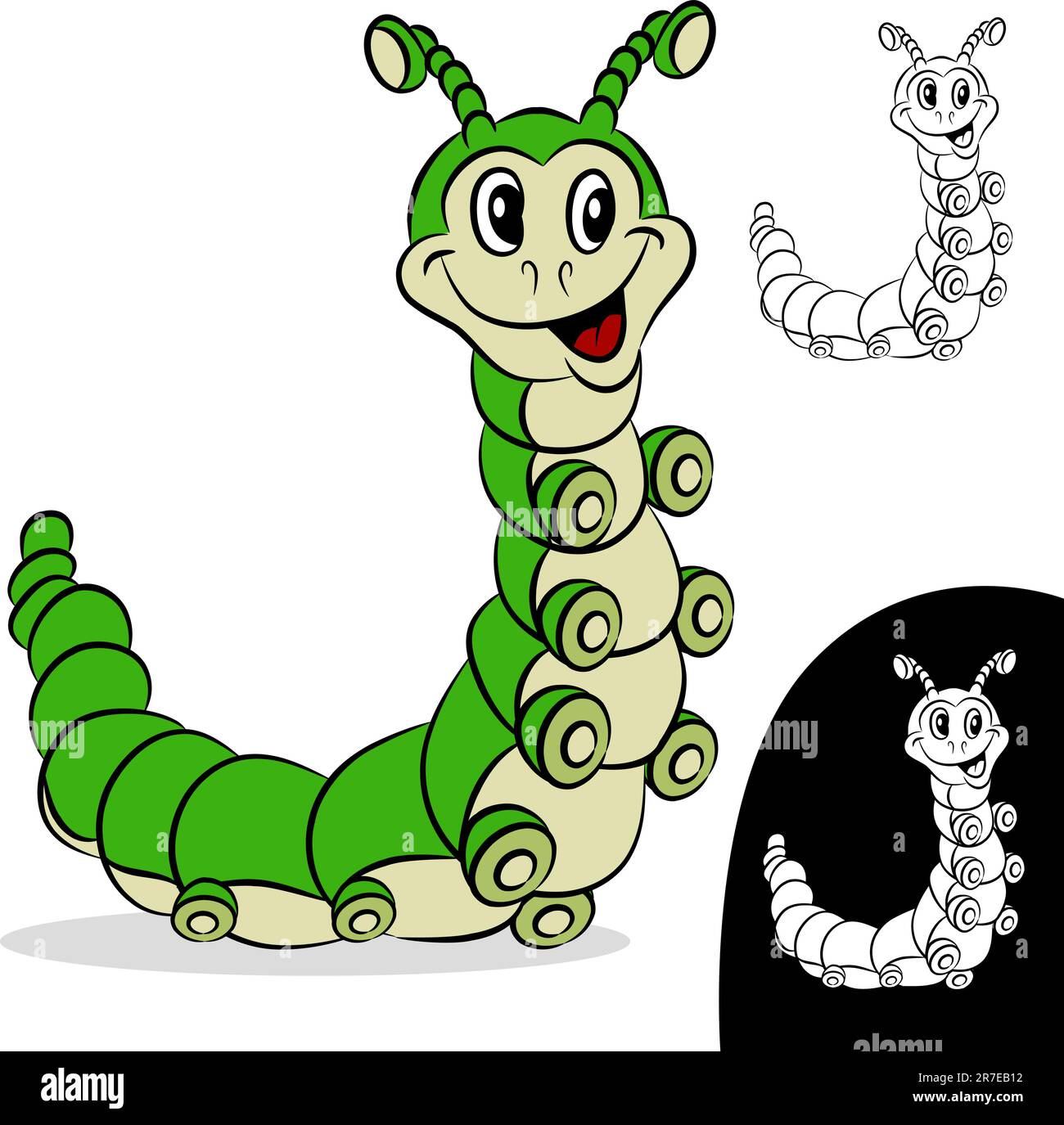 Una immagine di un bruco personaggio dei fumetti. Illustrazione Vettoriale