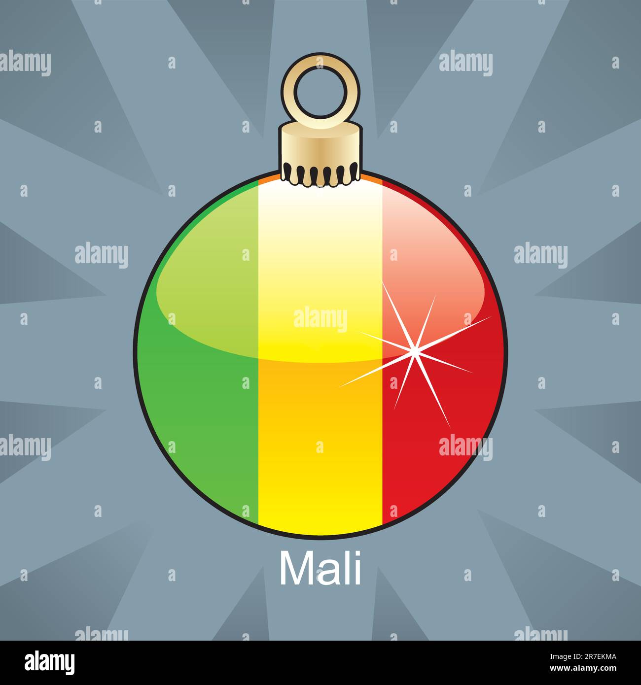 illustrazione vettoriale completamente modificabile della bandiera mali isolata a forma di bulbo di natale Illustrazione Vettoriale