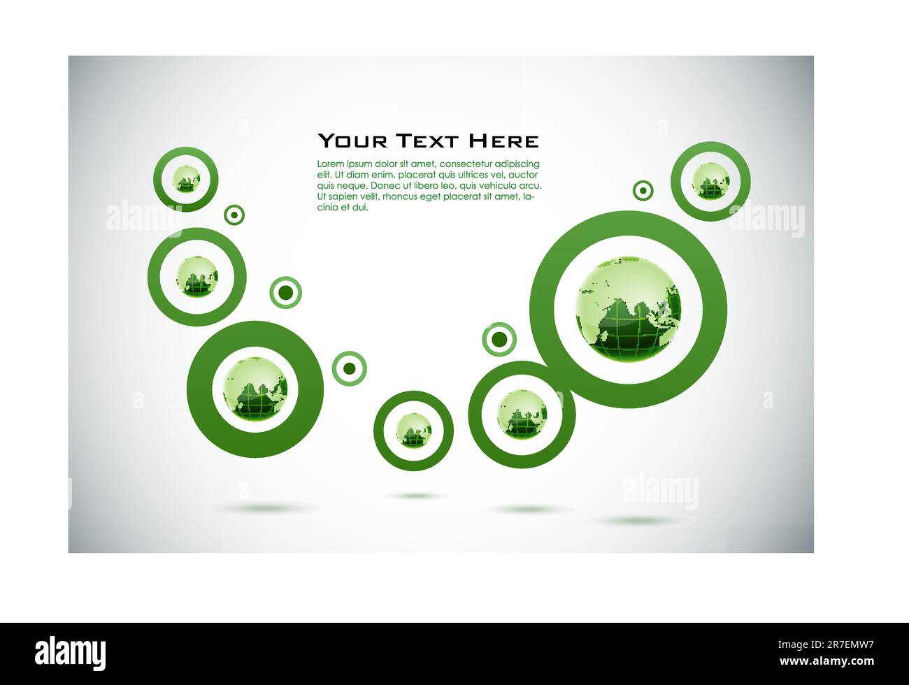 Illustrazione della scheda aziendale con globo su sfondo bianco Illustrazione Vettoriale