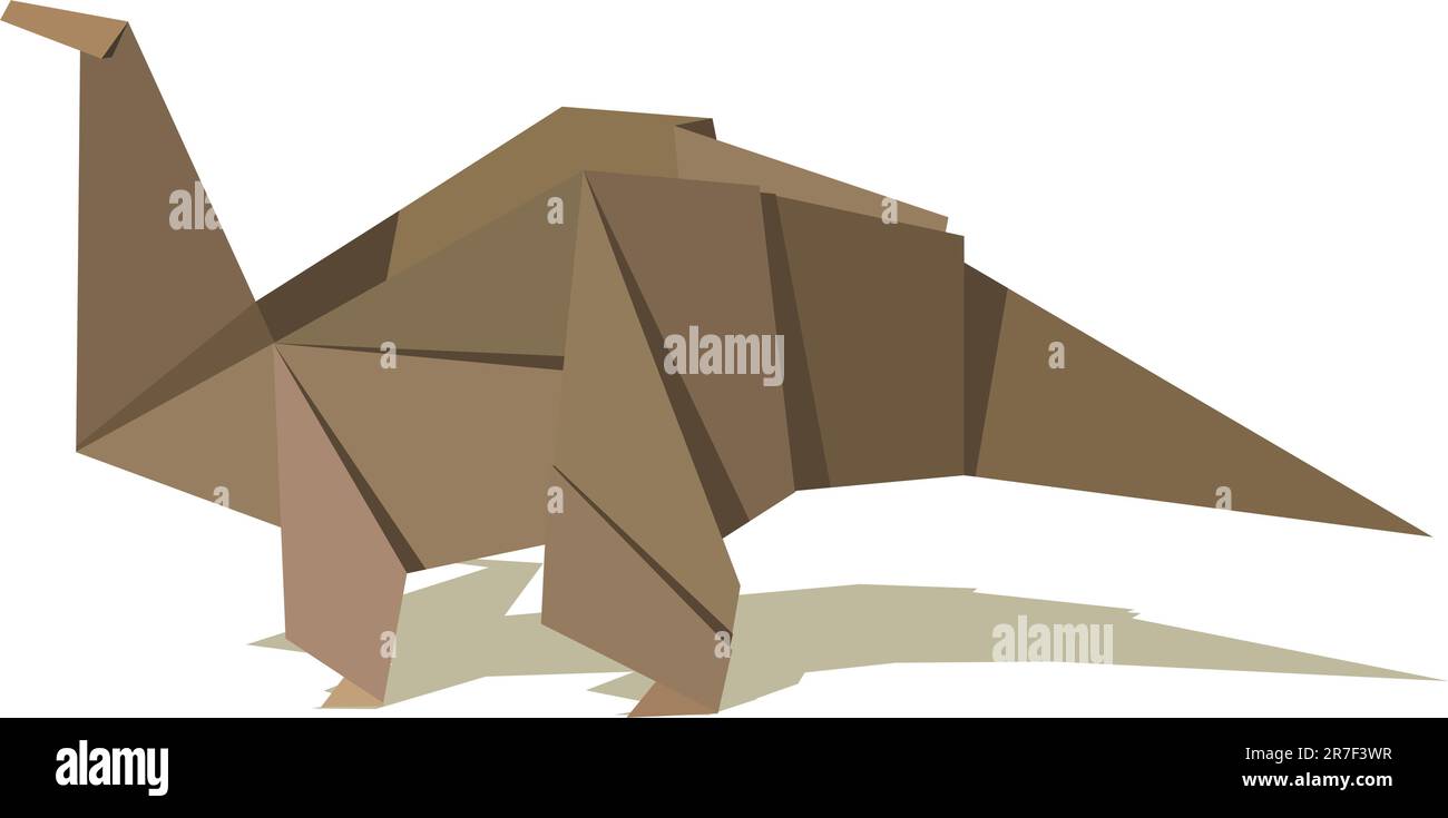 Uno Origami colori marrone dinosauro. File vettoriale disponibile. Illustrazione Vettoriale