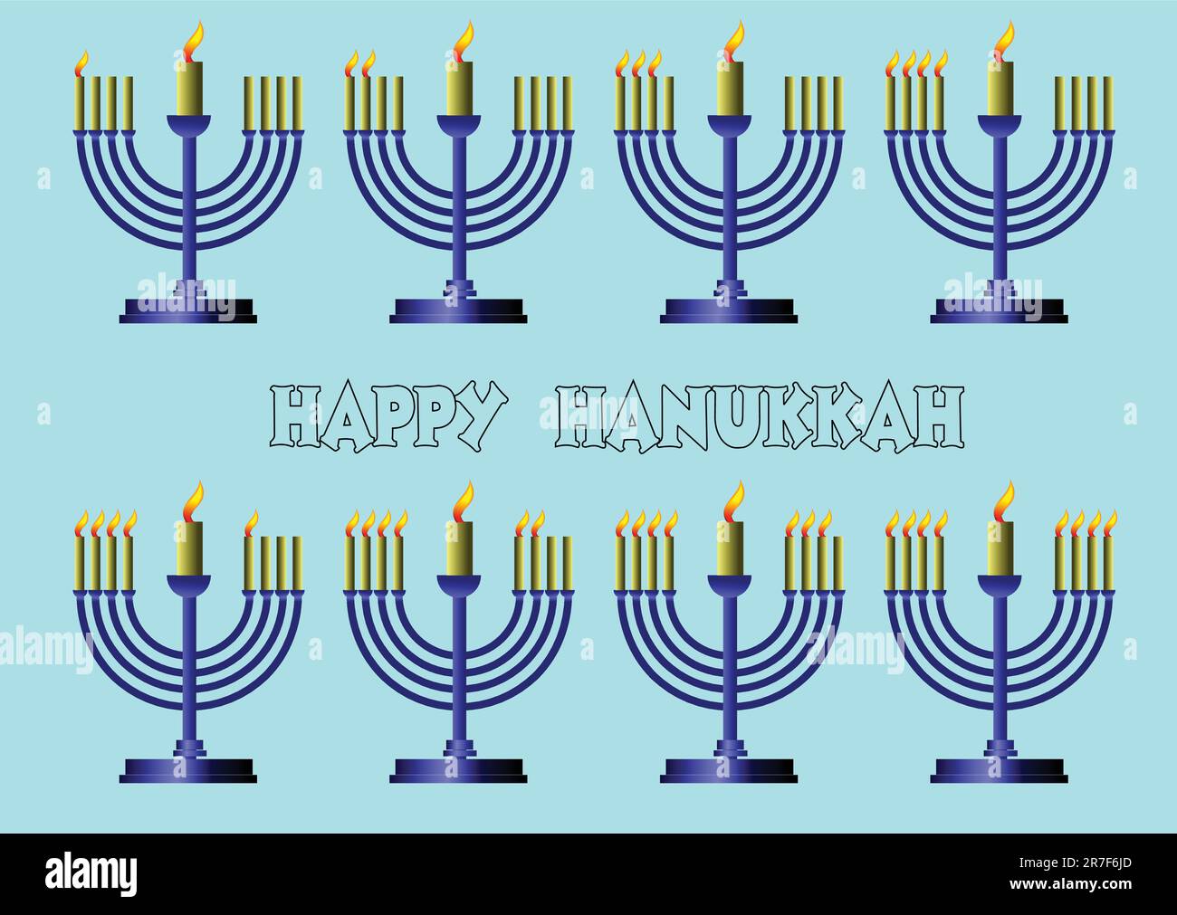 Hanukkah simboli. Vettore illustrazione colorata Illustrazione Vettoriale