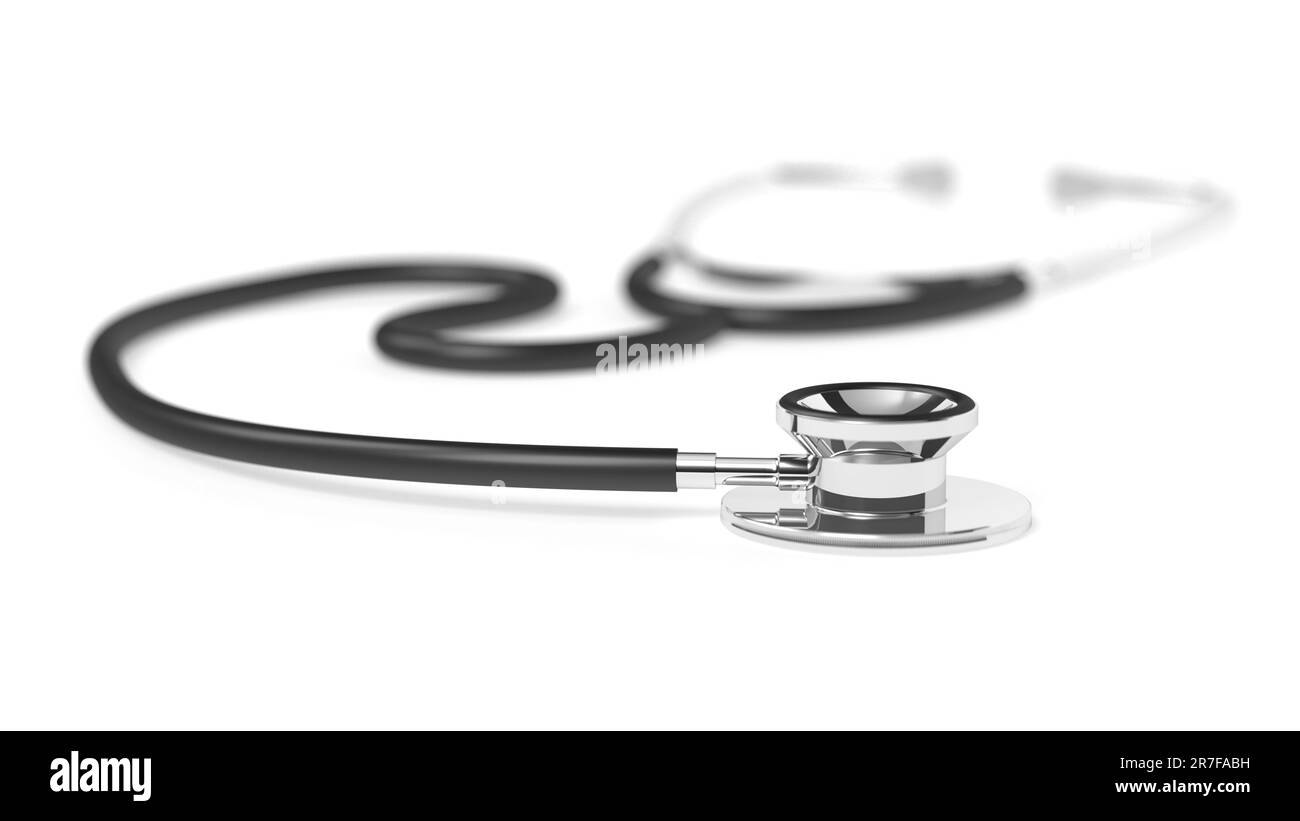 Stetoscopio isolato su sfondo bianco. Dispositivo medico. illustrazione 3d. Foto Stock