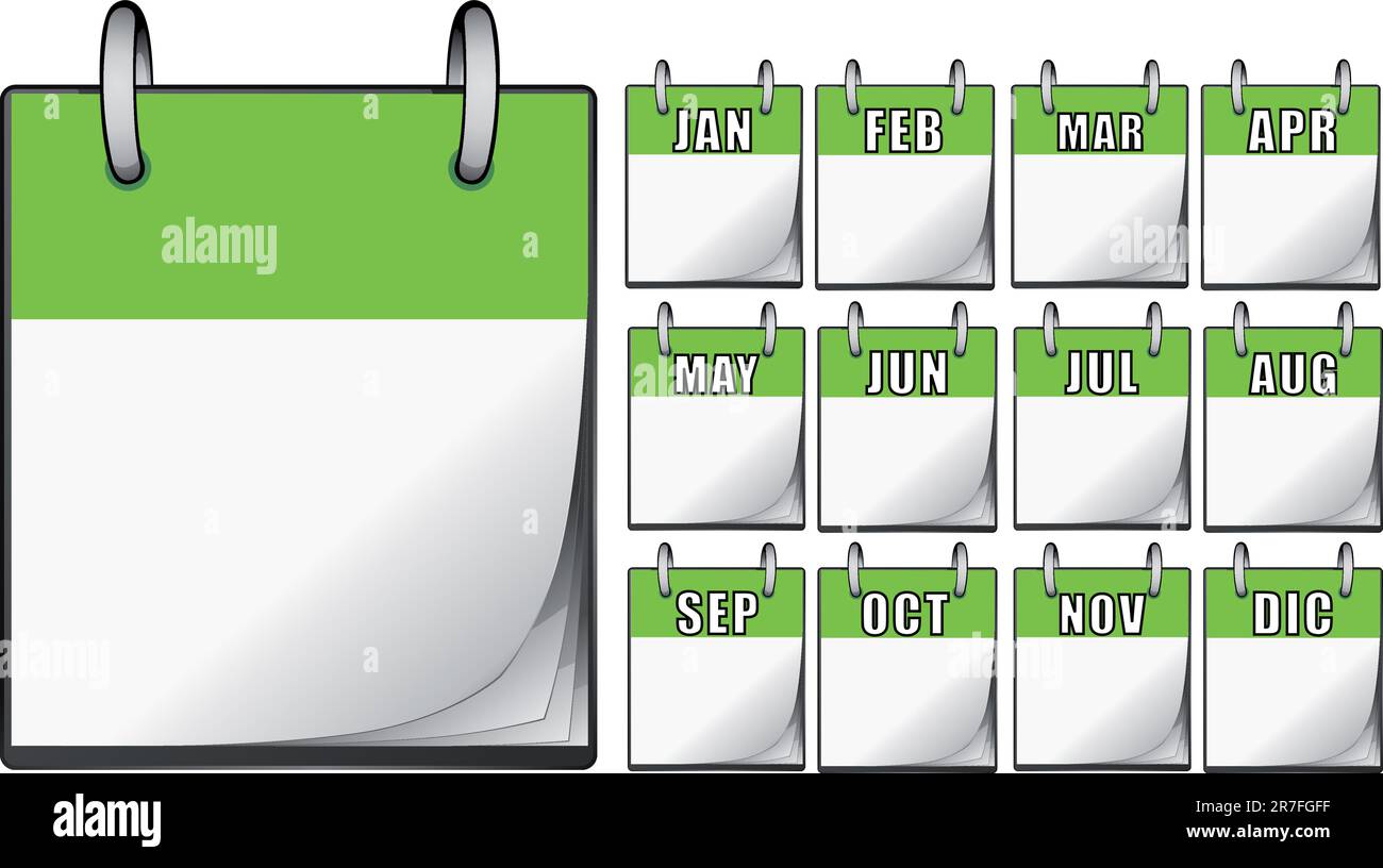 Set di calendari verdi Illustrazione Vettoriale